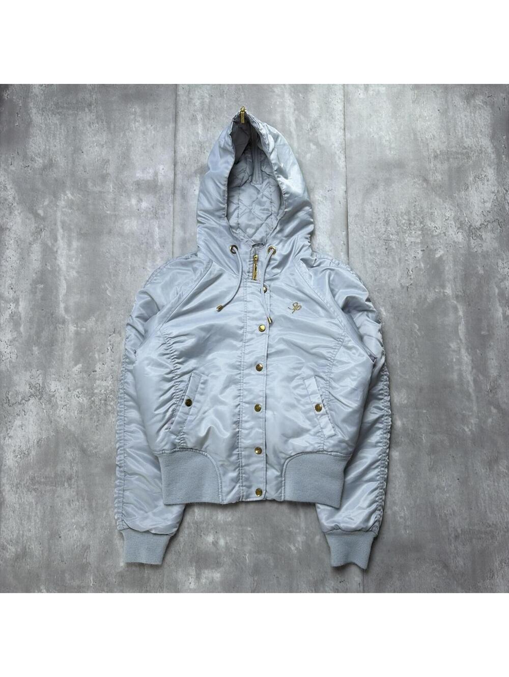 Y2K Grey Southpole Grunge Skater Puffer Hooded Jacket